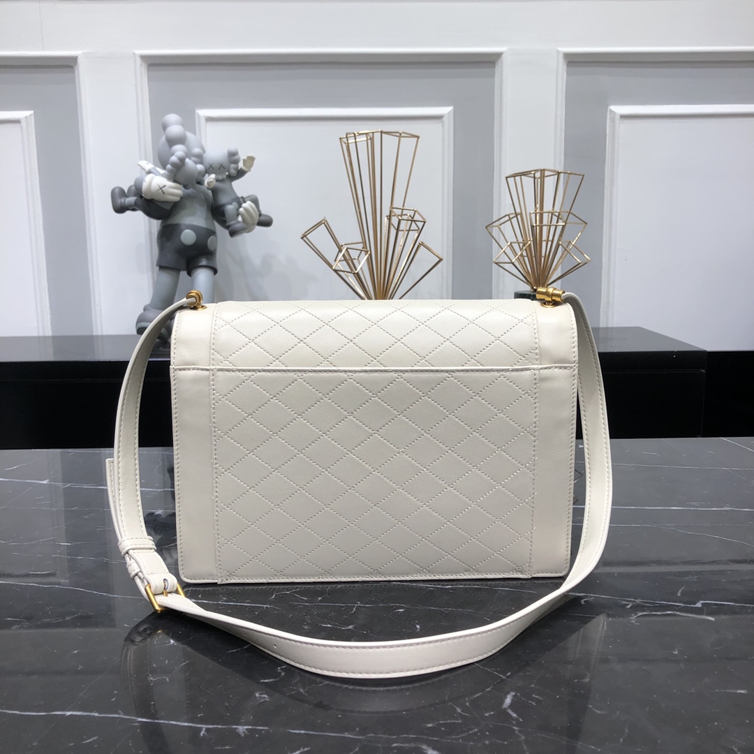 Saint Laurent Gaby Quilted Lambskin shoulder Bag Handbag White 668863  